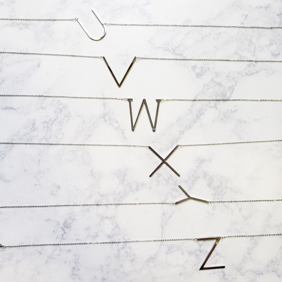 Monogram A-Z Block Letter Pendant Necklace Silver - Picture 6 of 7